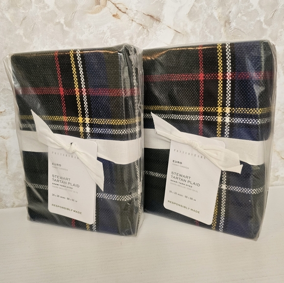 Pottery Barn Stewart Plaid Cotton Euro Shams - Picture 1 of 6